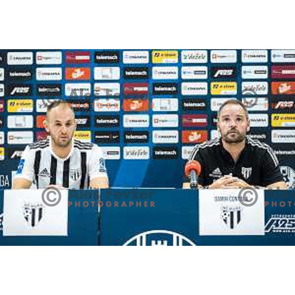 Matic Marusko and Damir Contala, head coach of Mura at the press conference during Prva liga Telemach football match between Celje and Mura in Arena z’dezele, Celje, Slovenia on July 31, 2022