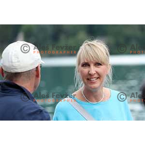 Britta Bilac at celebration of 30 years of first Slovenian Olympic medals in Barcelona 1992 Summer Olympic Games , Bled. Slovenia on August 2, 2022