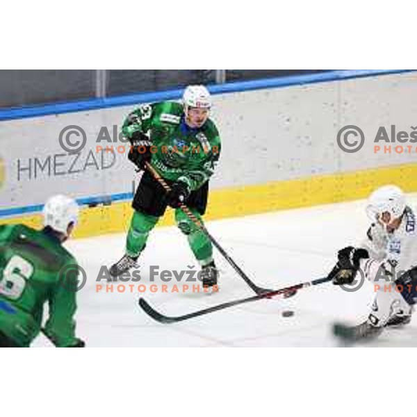 Luka Kalan in action during preseason Ice hockey between SZ Olimpija (SLO) and MAC (HUN) in Tivoli Hall, Ljubljana