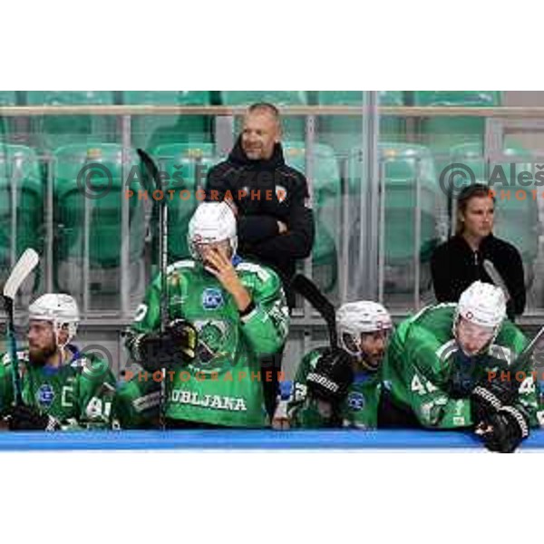 Mitja Sivic in action during preseason Ice hockey between SZ Olimpija (SLO) and MAC (HUN) in Tivoli Hall, Ljubljana