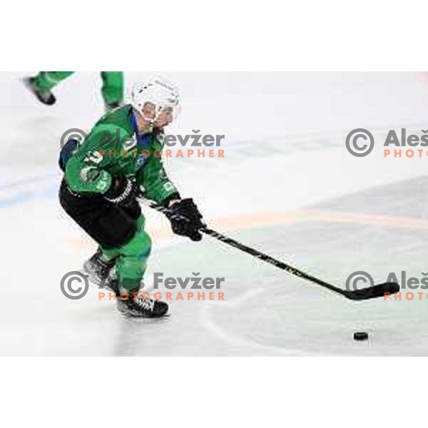 Nik Simsic in action during preseason Ice hockey between SZ Olimpija (SLO) and MAC (HUN) in Tivoli Hall, Ljubljana