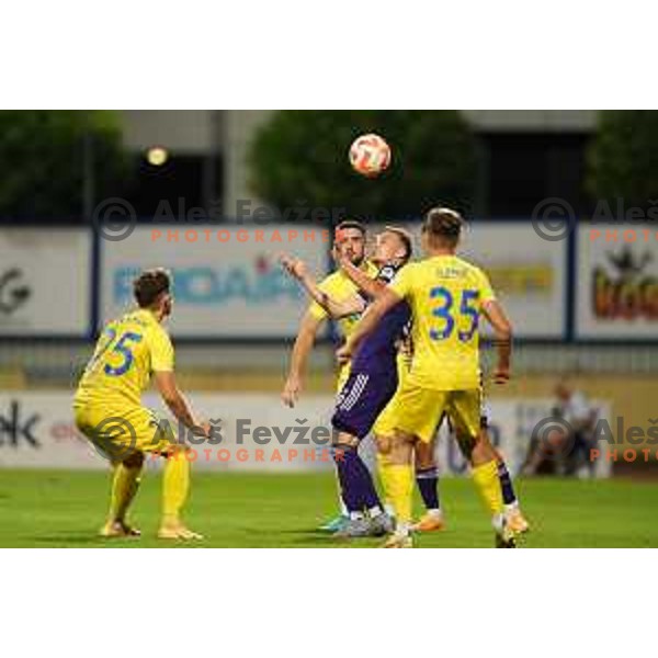 in action during Prva Liga Telemach 2022-2023 football match between Domzale and Maribor in Domzale, Slovenia on August 14, 2022