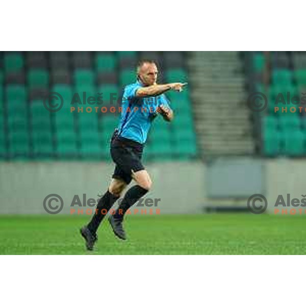 Referee Mihael Antic in action during Prva Liga Telemach 2022-2023 football match between Olimpija and Gorica in SRC Stozice, Ljubljana, Slovenia on August 15, 2022