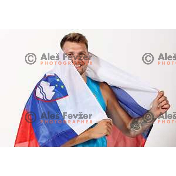 Luka Doncic, member of Slovenia basketball team during photo shooting in Ljubljana on August 8, 2022