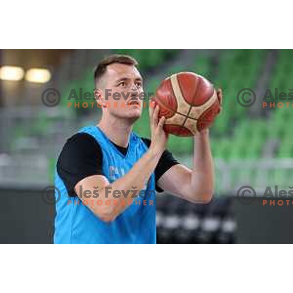 Jakob Cebasek during Slovenia basketball team practice in Arena Stozice, Ljubljana on August 16, 2022