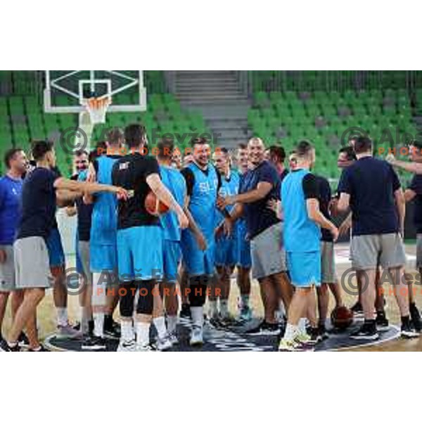 Luka Doncic and Marko Milic during practice of Slovenia Basketball team in Ljubljana, Slovenia on August 16, 2022