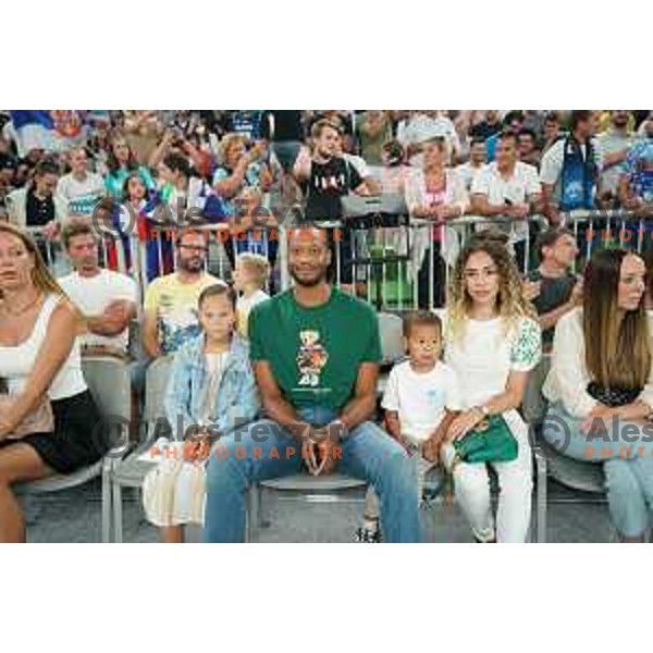 Anthony Randolph with his family during Telemach match between Slovenia and Serbia in SRC Stozice, Ljubljana, Slovenia on August 17, 2022 