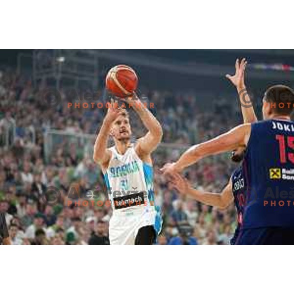 Zoran Dragic in action during Telemach match between Slovenia and Serbia in SRC Stozice, Ljubljana, Slovenia on August 17, 2022
