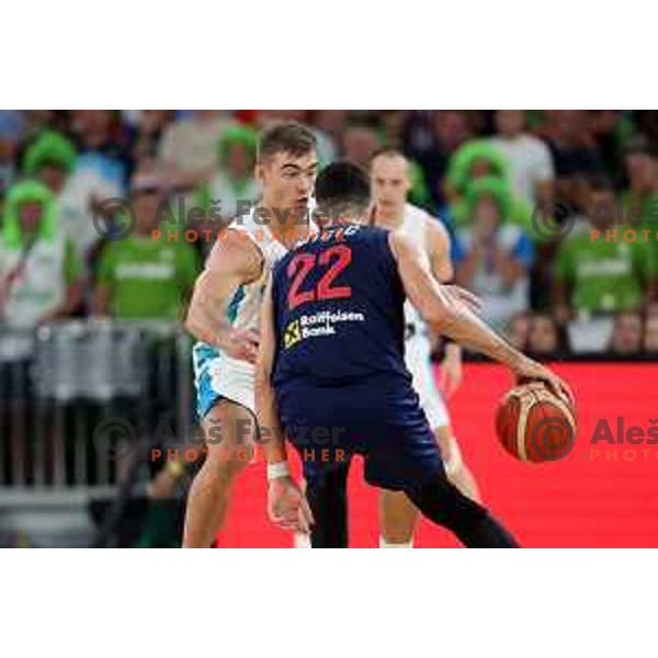 In action during Telemach match between Slovenia and Serbia in SRC Stozice, Ljubljana, Slovenia on August 17, 2022