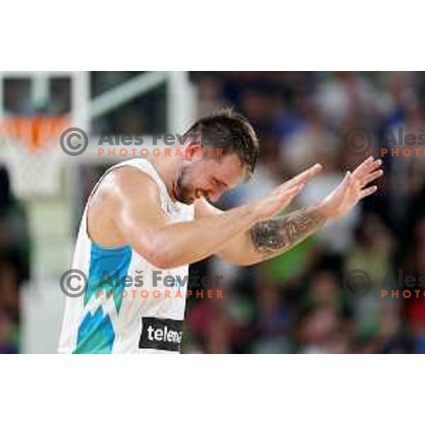 Luka Doncic in action during Telemach match between Slovenia and Serbia in SRC Stozice, Ljubljana, Slovenia on August 17, 2022 