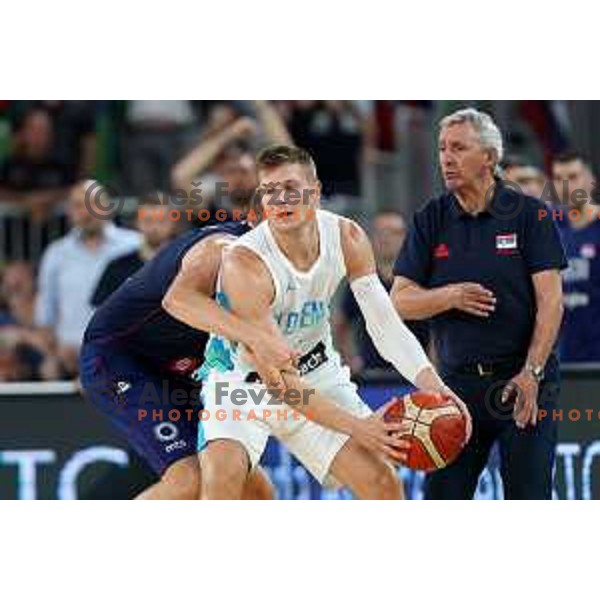 Edo Muric in action during Telemach match between Slovenia and Serbia in SRC Stozice, Ljubljana, Slovenia on August 17, 2022 