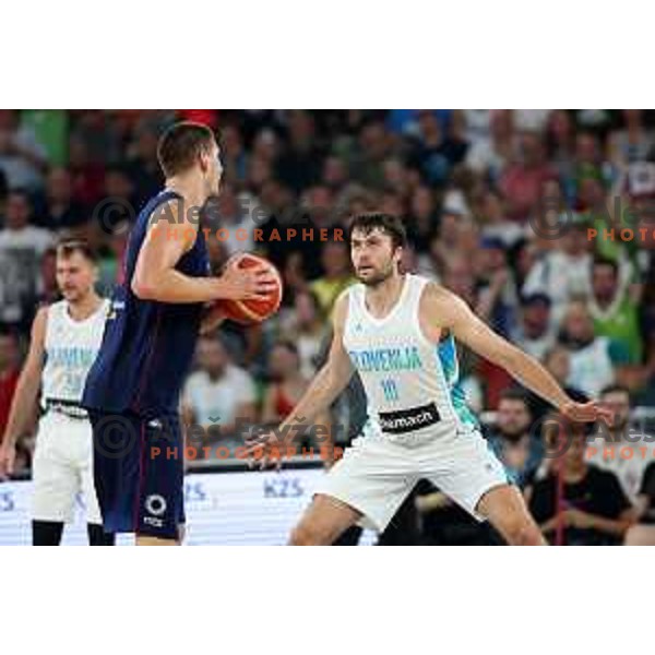 Mike Tobey in action during Telemach match between Slovenia and Serbia in SRC Stozice, Ljubljana, Slovenia on August 17, 2022 
