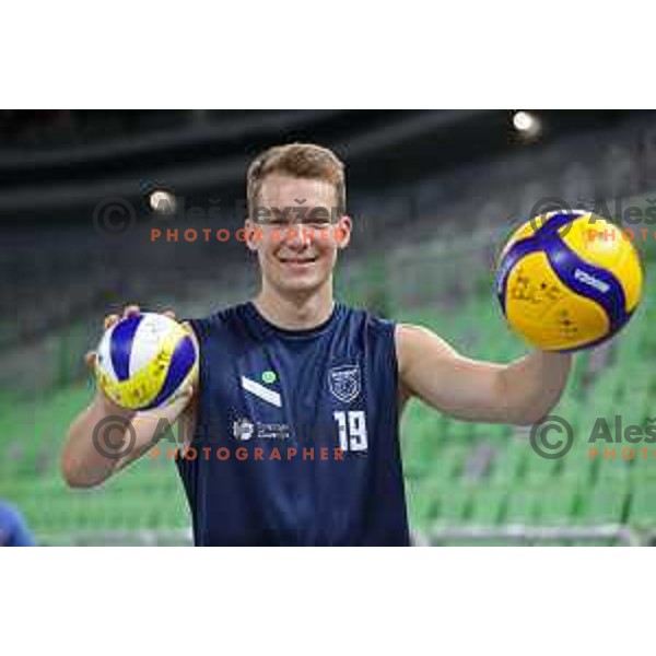 Rok Mozic of Team Slovenia during Slovenia Volleyball team practice in Ljubljana on August 18, 2022