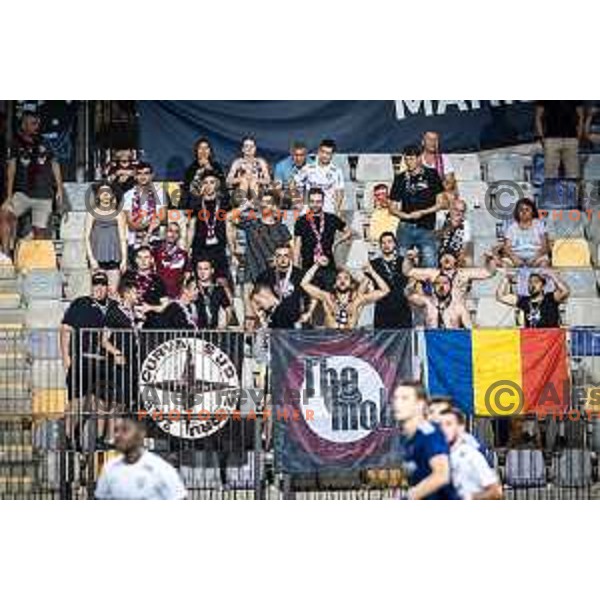 Fans of Cluj during UEFA Conference League play-off football match between Maribor and CFR 1907 Cluj in Ljudski vrt, Maribor, Slovenia on August 18, 2022. Photo: Jure Banfi