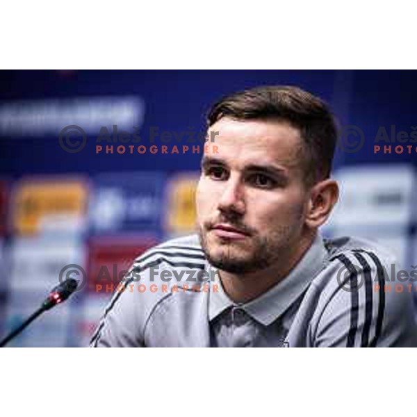 Luka Uskokovic at the press conference during UEFA Conference League play-off football match between Maribor and CFR 1907 Cluj in Ljudski vrt, Maribor, Slovenia on August 18, 2022. Photo: Jure Banfi