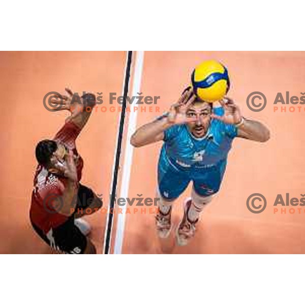 Dejan Vincic in action during friendly volleyball match between Slovenia and Egypt in Dvorana Tabor, Maribor, Slovenia on August 19, 2022