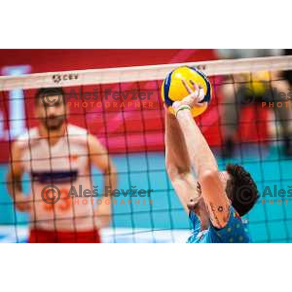 Dejan Vincic in action during friendly volleyball match between Slovenia and Turkey in Dvorana Tabor, Maribor, Slovenia on August 20, 2022