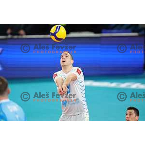 Jani Kovacic in action during preparation match before Volleyball World Championship between Slovenia and Iran in SRC Stozice, Ljubljana, Slovenia on August 23, 2022
