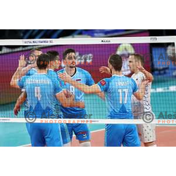 in action during preparation match before Volleyball World Championship between Slovenia and Iran in SRC Stozice, Ljubljana, Slovenia on August 23, 2022
