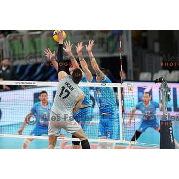 in action during preparation match before Volleyball World Championship between Slovenia and Iran in SRC Stozice, Ljubljana, Slovenia on August 23, 2022