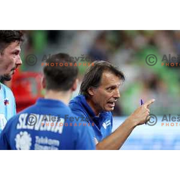Head coach Gheorghe Cretu during preparation match before Volleyball World Championship between Slovenia and Iran in SRC Stozice, Ljubljana, Slovenia on August 23, 2022