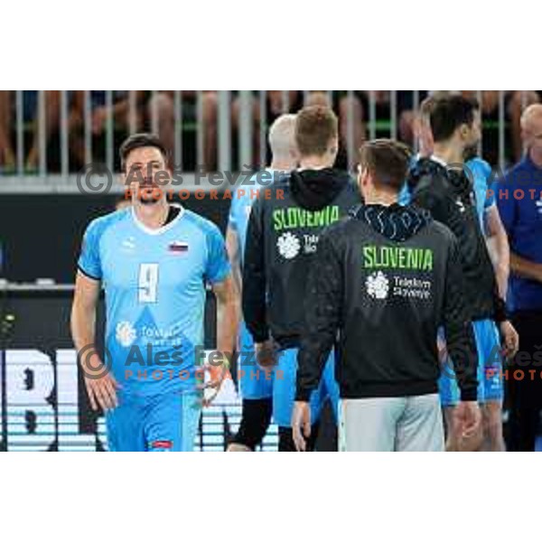 Dejan Vincic in action during preparation match before Volleyball World Championship between Slovenia and Iran in SRC Stozice, Ljubljana, Slovenia on August 23, 2022