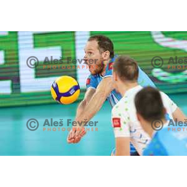 Tin Urnaut in action during preparation match before Volleyball World Championship between Slovenia and Iran in SRC Stozice, Ljubljana, Slovenia on August 23, 2022