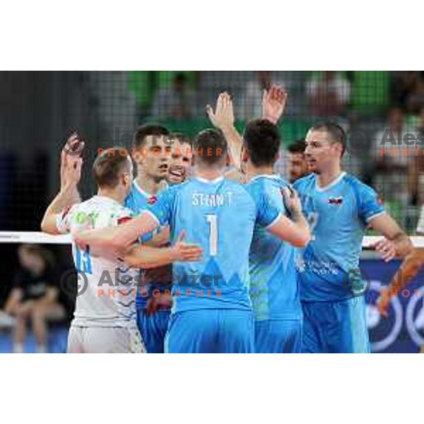 KLemen Cebulj and Alen Pajenk during preparation match before Volleyball World Championship between Slovenia and Iran in SRC Stozice, Ljubljana, Slovenia on August 23, 2022