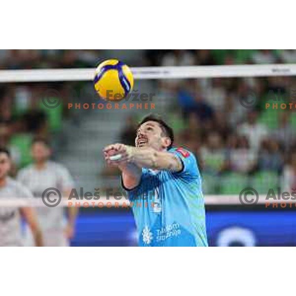 Dejan Vincic in action during preparation match before Volleyball World Championship between Slovenia and Iran in SRC Stozice, Ljubljana, Slovenia on August 23, 2022