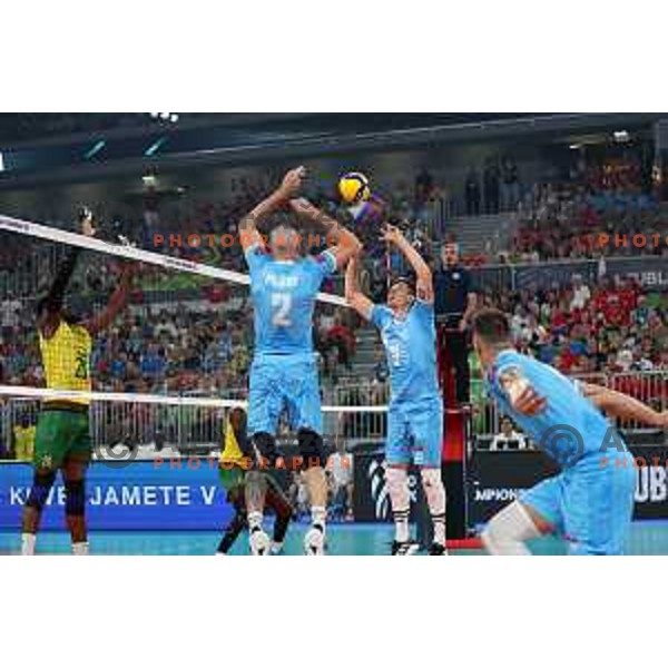 Dejan Vincic in action during FIVB Volleyball Men\'s World Championship 2022 match between Slovenia and Cameroon in Arena Stozice, Ljubljana, Slovenia on August 26, 2022