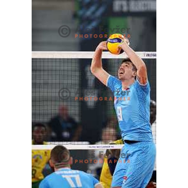 Dejan Vincic in action during FIVB Volleyball Men\'s World Championship 2022 match between Slovenia and Cameroon in Arena Stozice, Ljubljana, Slovenia on August 26, 2022