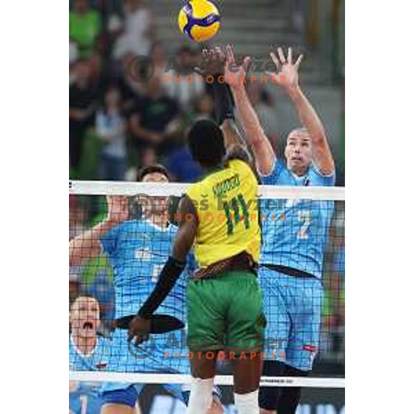 Alen Pajenk in action during FIVB Volleyball Men\'s World Championship 2022 match between Slovenia and Cameroon in Arena Stozice, Ljubljana, Slovenia on August 26, 2022