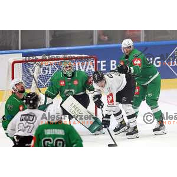 Zan Us of SZ Olimpija in action during CHL Champions League ice-hockey match between SZ Olimpija (SLO) and Turku (FIN) in Tivoli Hall, Ljubljana, Slovenia on September 8, 2022