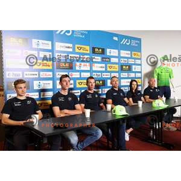 at press conference of Slovenia Cycling Federation in Ljubljana, Slovenia on September 12, 2022 before departure to World Championship