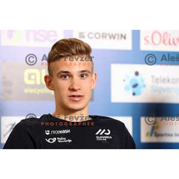 Natan Gregorcic at press conference of Slovenia Cycling Federation in Ljubljana, Slovenia on September 12, 2022 before departure to World Championship