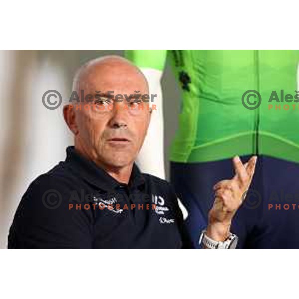 Gorazd Penko at press conference of Slovenia Cycling Federation in Ljubljana, Slovenia on September 12, 2022 before departure to World Championship