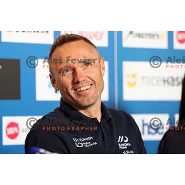 Uros Murn at press conference of Slovenia Cycling Federation in Ljubljana, Slovenia on September 12, 2022 before departure to World Championship