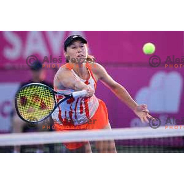 Kaja Juvan competes at WTA 250 Sava Slovenia Open in Portoroz, Slovenia on September 13, 2022 