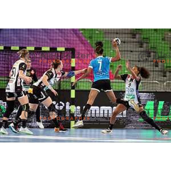 in action during EHF Champions league Women handball match between Krim Mercator (SLO) and Vipers Kristiansand (NOR) in Ljubljana, Slovenia on September 18, 2022 