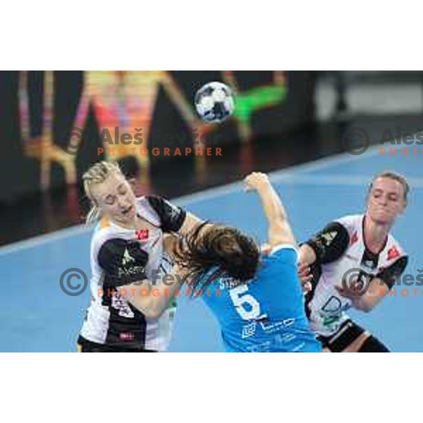 in action during EHF Champions league Women handball match between Krim Mercator (SLO) and Vipers Kristiansand (NOR) in Ljubljana, Slovenia on September 18, 2022 