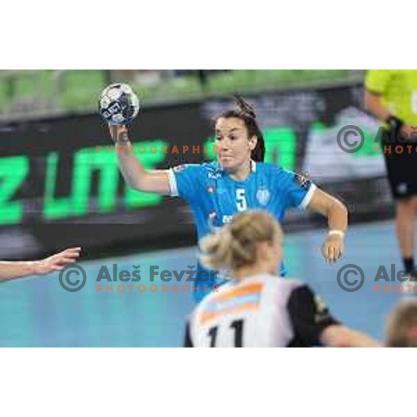 Tjasa Stanko in action during EHF Champions league Women handball match between Krim Mercator (SLO) and Vipers Kristiansand (NOR) in Ljubljana, Slovenia on September 18, 2022