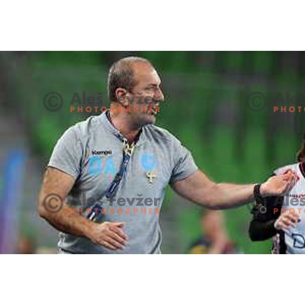 Dragan Adzic, head coach of Krim in action during EHF Champions league Women handball match between Krim Mercator (SLO) and Vipers Kristiansand (NOR) in Ljubljana, Slovenia on September 18, 2022