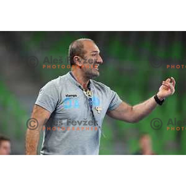 Dragan Adzic, head coach of Krim in action during EHF Champions league Women handball match between Krim Mercator (SLO) and Vipers Kristiansand (NOR) in Ljubljana, Slovenia on September 18, 2022