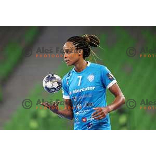 Allison Pineau in action during EHF Champions league Women handball match between Krim Mercator (SLO) and Vipers Kristiansand (NOR) in Ljubljana, Slovenia on September 18, 2022