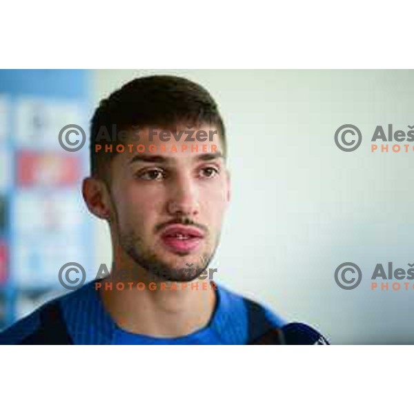 Adam Gnezda Cerin during the practice session of Slovenia National football team in NNC Brdo, Slovenia on September 21, 2022