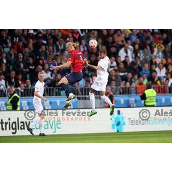 Erling Haaland (NOR) in action during UEFA Nations League match between Slovenia and Norway in Stozice, Ljubljana, Slovenia on September 24, 2022