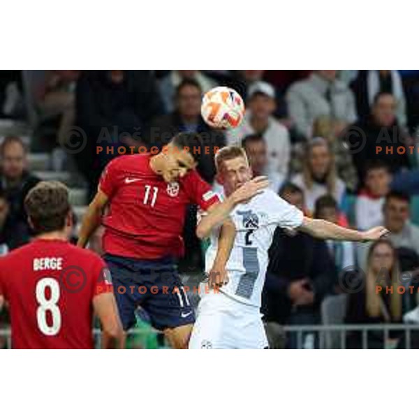 Zan Karnicnik in action during UEFA Nations League match between Slovenia and Norway in Stozice, Ljubljana, Slovenia on September 24, 2022