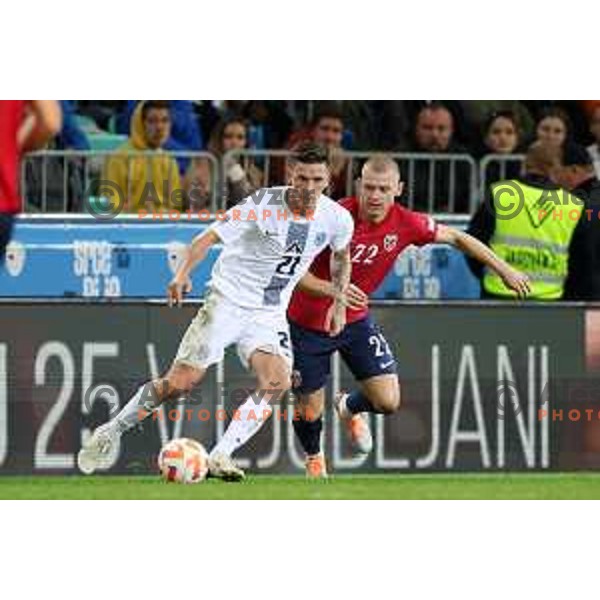 Benjamin Verbic in action during UEFA Nations League match between Slovenia and Norway in Stozice, Ljubljana, Slovenia on September 24, 2022