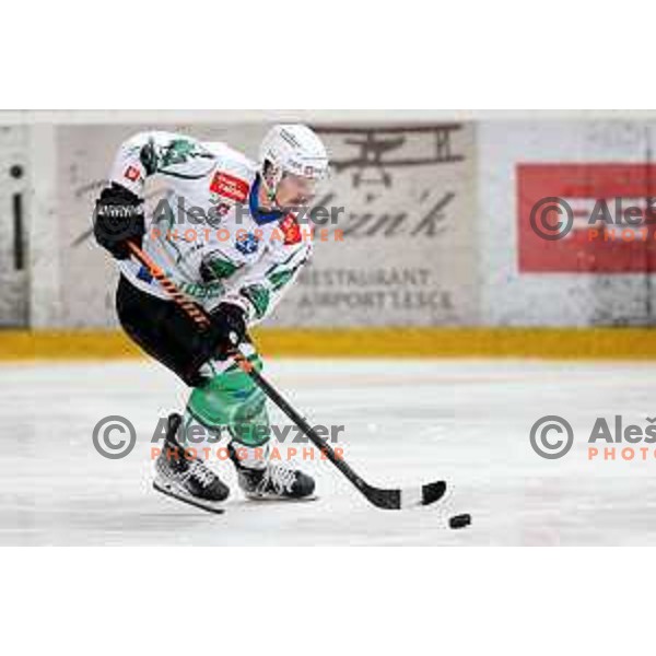 Luka Kalan in action during the Slovenian ice-hockey Cup between SIJ Acroni Jesenice and SZ Olimpija in Podmezakla Hall, Jesenice, Slovenia on September 28, 2022