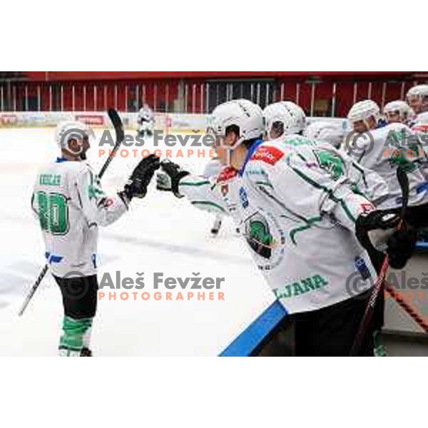 Gregor Koblar in action during the Slovenian ice-hockey Cup between SIJ Acroni Jesenice and SZ Olimpija in Podmezakla Hall, Jesenice, Slovenia on September 28, 2022